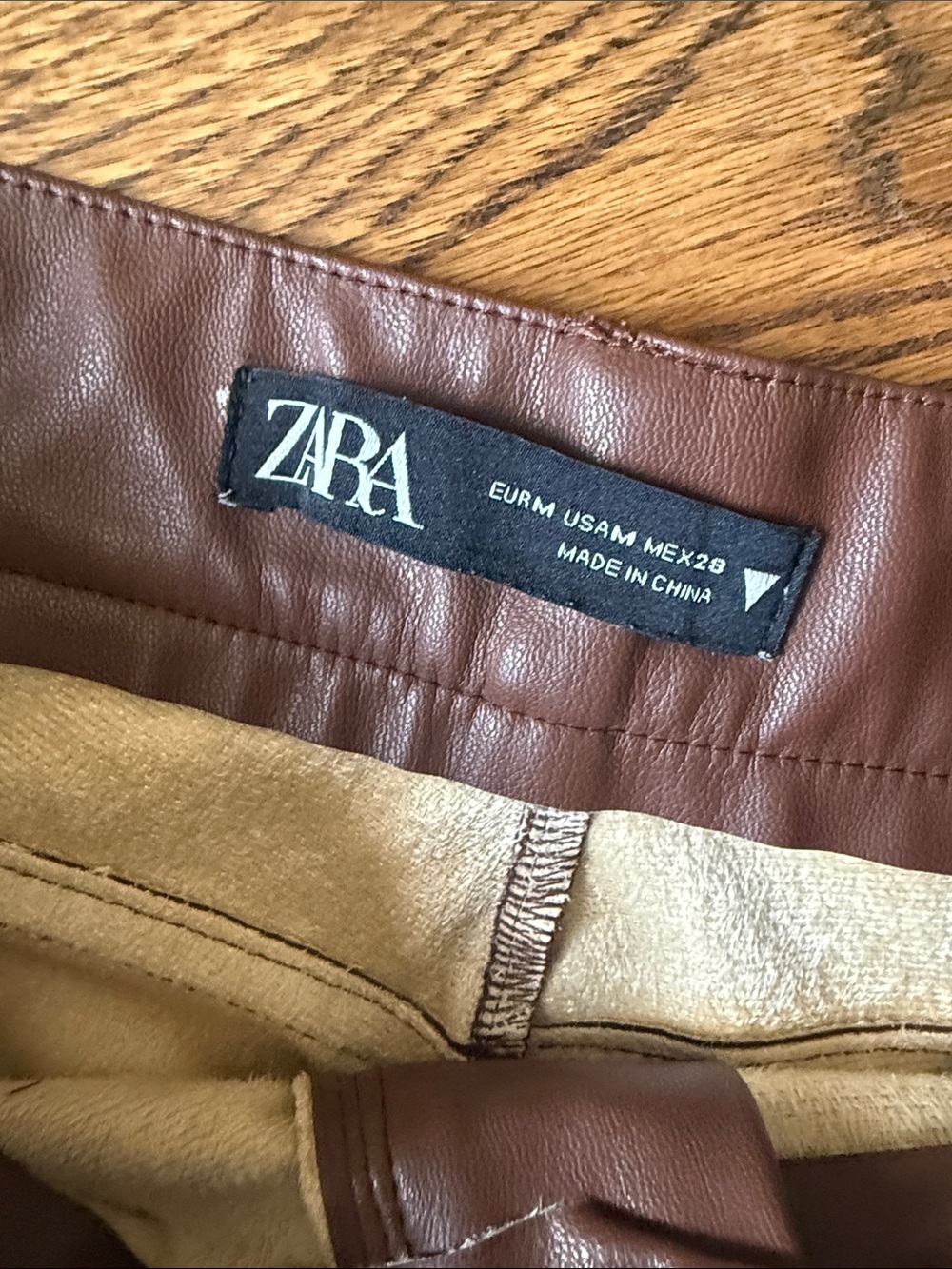 Leather-Look Split-Hem Pants in Chocolate Brown - Picture 3 of 5